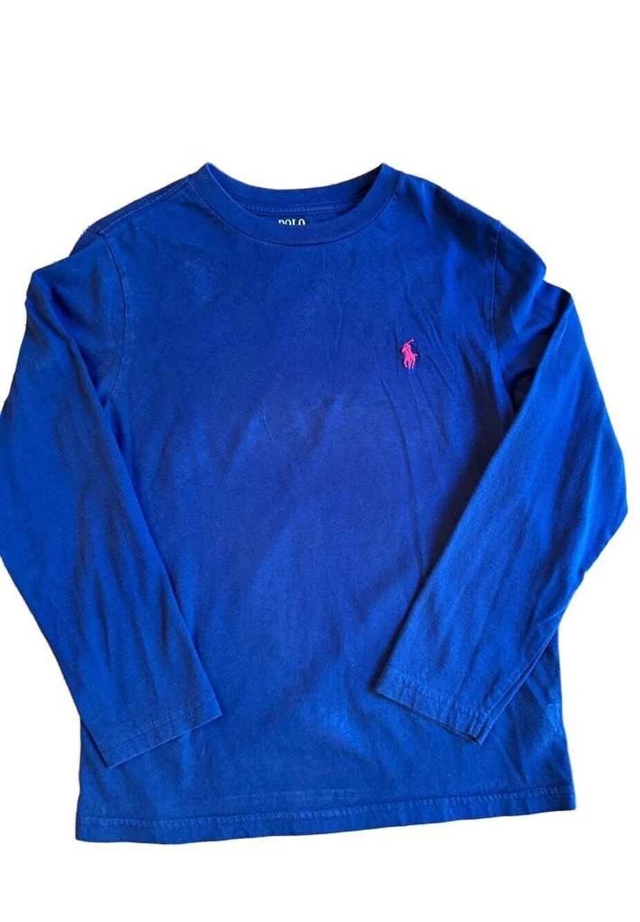 Polo Ralph Lauren Long Sleeve T-Shirt Size 8 Blue Red Pony Logo h 1430